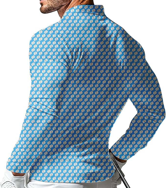 Men's Long Sleeve Golf Shirt Quick Dry 3 Button Work Fishing Outdoor Casual Collar Shirt