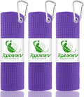 3 Pack 16" X 16" Golf Towels for Golf Bags, Premium Waffle-Pattern Golf Towel with Carabiner Clip, Super Absorbent Microfiber Towel, Golf Accessories for Bag.3 Pcs Darkpurple