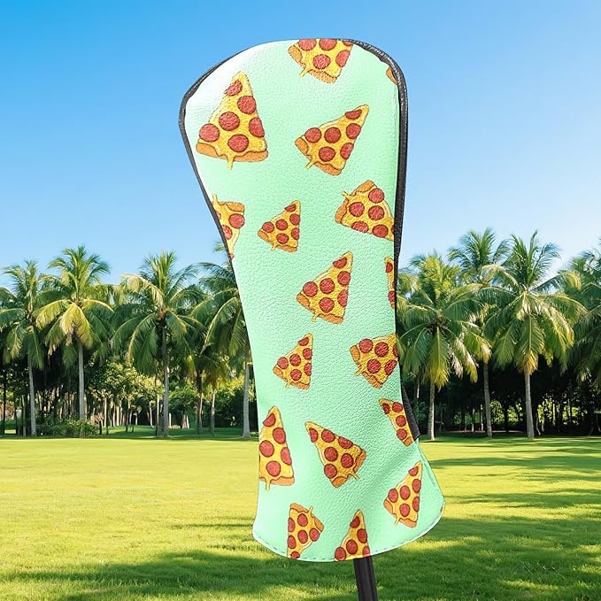 Golf Club Head Cover Waterproof Leather Golf Club Covers for Driver & Fairway Wood, Driver Headcovers It's Always Pizza O'clock!