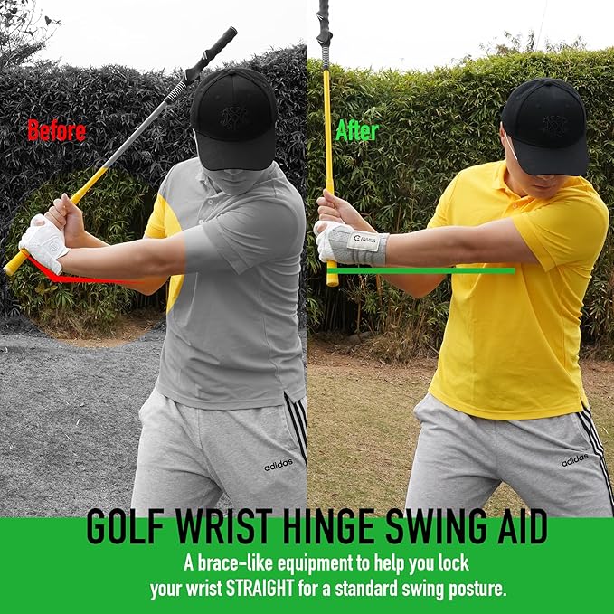 GAIARENA Golf Wrist Brace Wrist Hinge Swing Aid, Efficient Golf Swing Training Equipment to Correct Wrist Angle & Develop Muscle Memory for Beginner Golfers