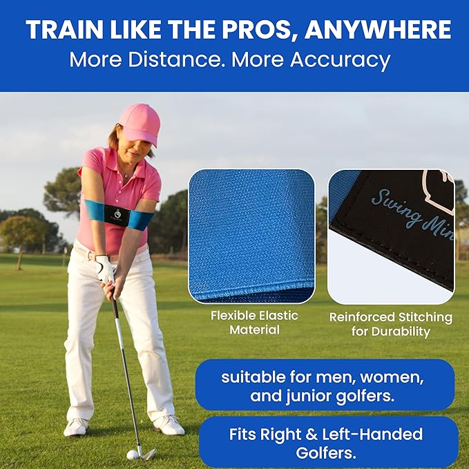 Swing Minder Connect Correct Golf Arm Band Training Aid for Swing Correcting - Portable Golf Swing Trainer Aid for Right/Left Handers