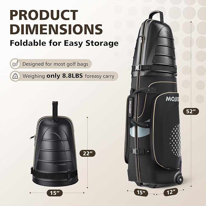 Golf Travel Bags for Airlines with Wheels, Hard Case Top and 1680D Heavy Duty Oxford Protect Golf Clubs, Lightweight and Easy to Maneuver