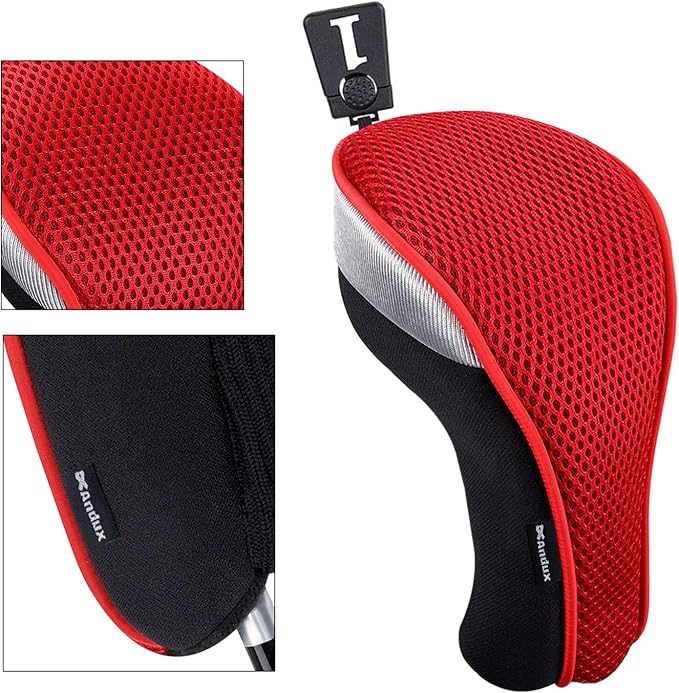 Andux 4pcs/Pack Mesh Golf 460cc Driver Fairway Wood Club Head Covers with Interchangeable No. Tags