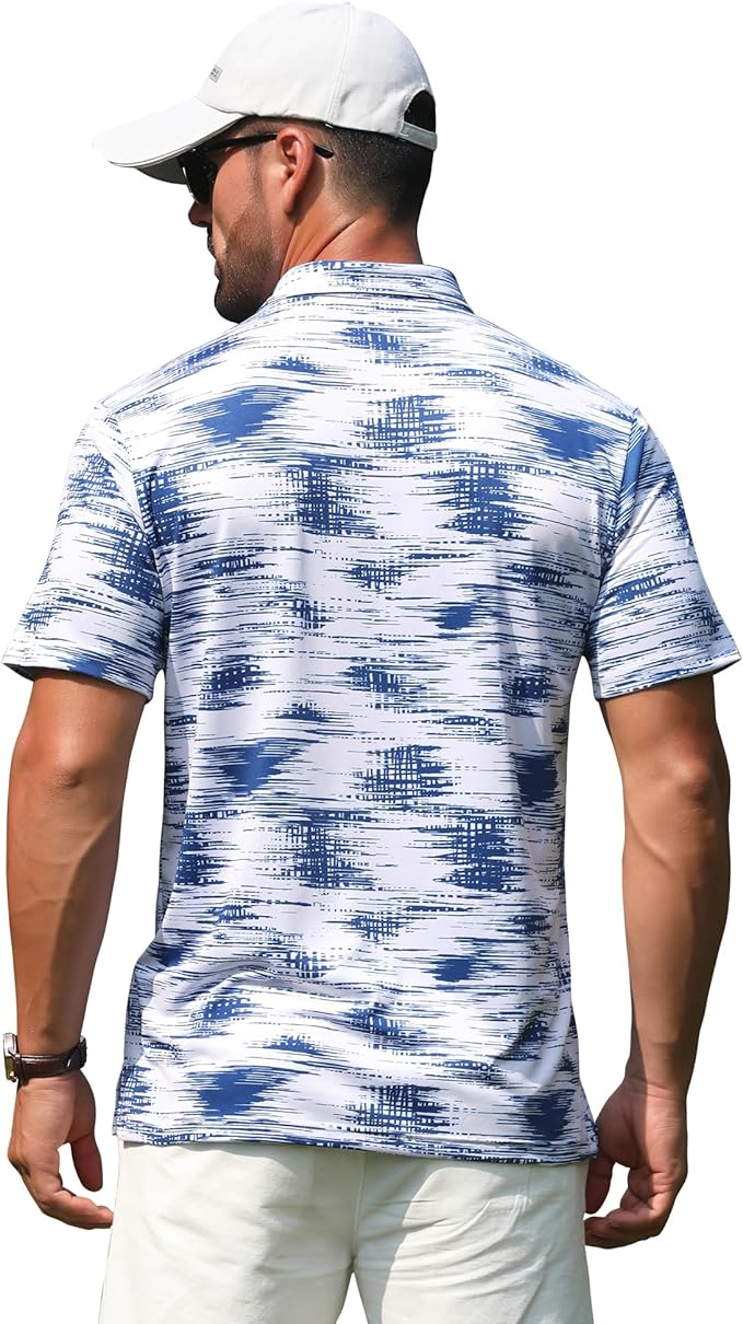 zeetoo Men's Polo Shirts Hawaiian Golf Polos Shirts Short Sleeve Performance Moisture Wicking Mens Golf Shirts