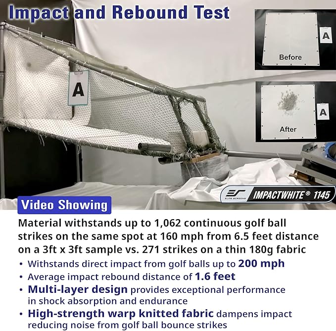 Elite Screens Golf Simulator Impact Screen 13 ft x 10 ft – Enclosed Golf Hitting Screen for Training & Multi-Sport Simulation, GolfSim Bay, GSB13X10-IPW1145