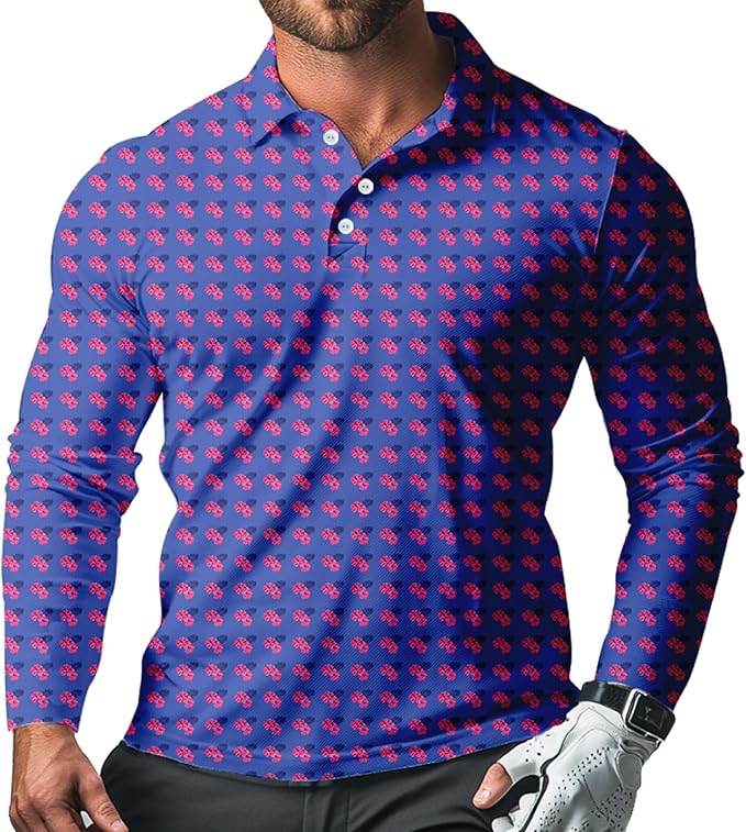 Men's Long Sleeve Golf Shirt Quick Dry 3 Button Work Fishing Outdoor Casual Collar Shirt
