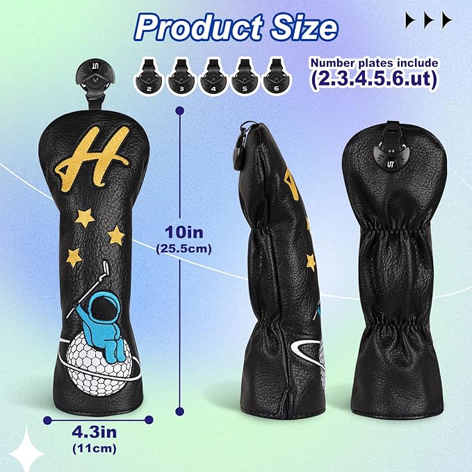 Astronaut Series Golf Headcovers, Synthetic Leather Golf Head Covers for Driver, Fairway Wood and Hybrid, Golf Putter Covers for Mallet and Blade