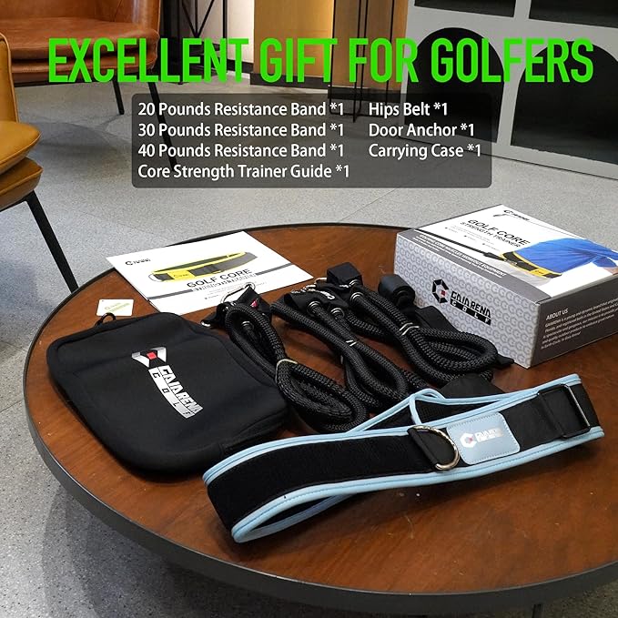 GAIARENA Golf Core Strength Trainer Swing Power Training Equipment, Golfing Exercise Resistance Bands Indoor Golf Fitness Equipment to Improve Speed Strength Flexibility Rotation Swing Posture