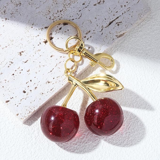 Fruit Bag Charm Purse Charms Keychain Strawberry Cherry Accessories Keychain For Women Birthday Valentine Day Gifts