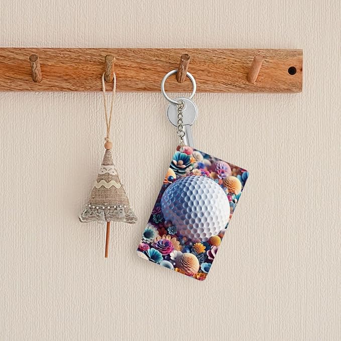 Golf Keychains Rectangular Acrylic Keychain Daily Key Ring Car Key Fob Holder 2X3 Inch