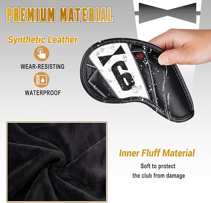 The Golf Father Golf Club Covers, Driver Fairway Hybrid Headcover, Funny Putter Cover Magnetic, Black & White Color Iron Covers,Golf Gifts for Men