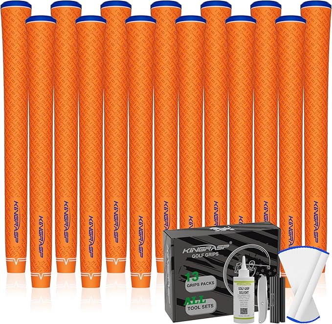 Multi Compound Golf Grips，13 Grips Set,Soft Rubber Golf Clubs Grips, Anti-Slip Ecological Cotton Yarn Thread Technology,Midesize Standard Size,6 Colors Optional