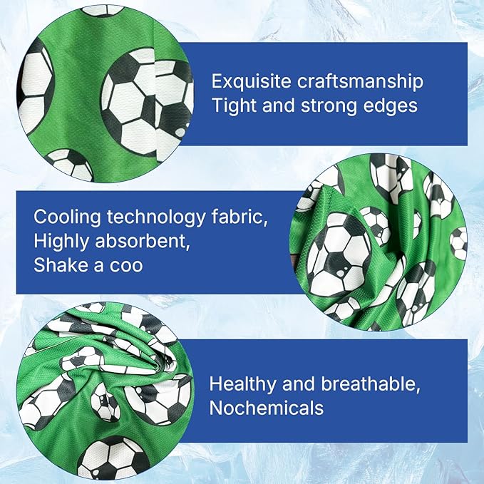 OPSO Soccer Cooling Towel Set, 40 x 12 inches, 12 Pack, Microfiber Sports Towels for Baseball, Soccer, Golf LCE Towel Microfiber Sports Towels for Player
