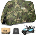 10L0L Golf Cart Cover 2/4/4+2 Passenger for Yamaha EZGO Club Car, Heavy Duty 420D Waterproof Windproof Durable Polyester Golf Cart Cover with 3 Zipper Doors for All-Weather Protection (Black/Silver)