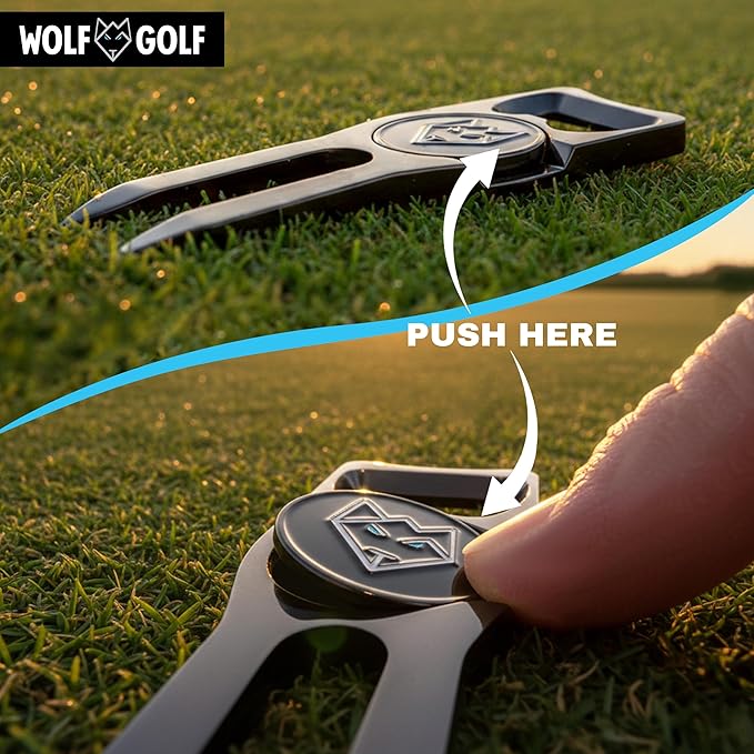 Wolf Golf Towels Personalized Divot Repair Tool | 6-in-1 Premium Divot Tool with Ball Marker | Golf Gifts for Men & Women | Golf Accessories for Men & Women