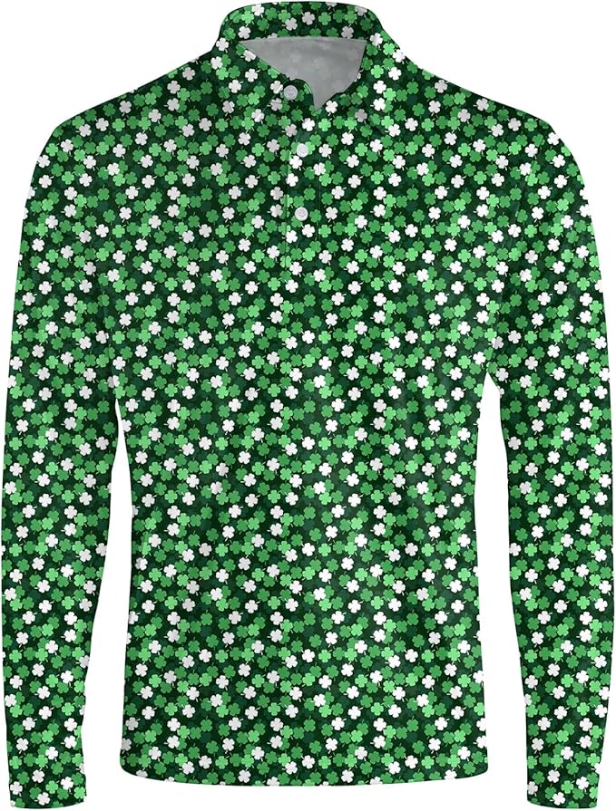 Men's Long Sleeve Golf Shirt Quick Dry 3 Button Work Fishing Outdoor Casual Collar Shirt