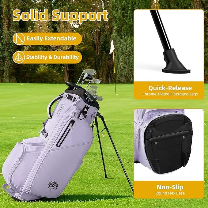 Golf Stand Bag 14 Way, Lightweight Golf Bags for Men Women with Stand, Padded Ergonomic Double Strap, Full Length Dividers, Multiple Pockets, Rain Hood