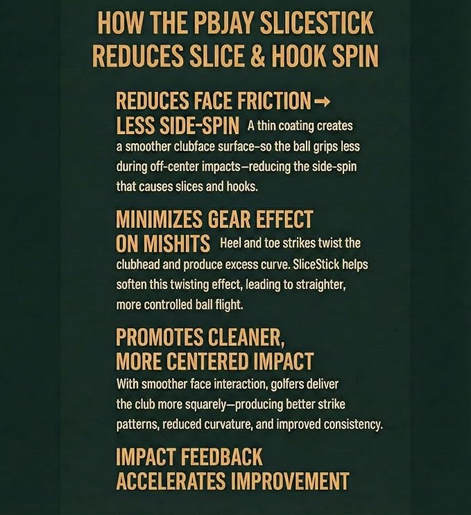 PBJay Slicestick Golf Club Balm Anti Slice and Anti Hook Formula Reduces Side Spin for Straighter Drives and Better Accuracy Clean Easy Application for Drivers Woods and Hybrids