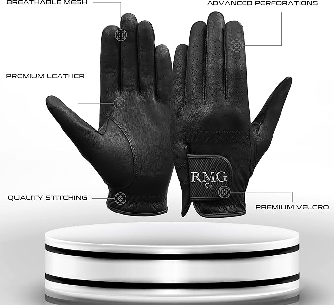 Premium Leather Black Golf Glove for Men | Available in Left and Right Hand