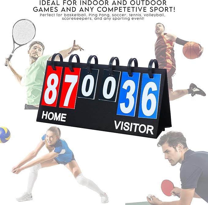 Upstreet Scoreboard/Score Keeper for Indoor & Outdoor Sports - Ping Pong/Baseball/Tennis/Basketball Scoreboard or Varsity Scoreboards/Volleyball Scorekeeper - Portable Scoreboard Flips up to 99