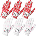 FINGER TEN Women’s Golf Gloves Ladies Left Hand Right Handed Golfer Value 6 Pack, All Weather Rain Grip Glove Pink Fit Small Medium Large XL