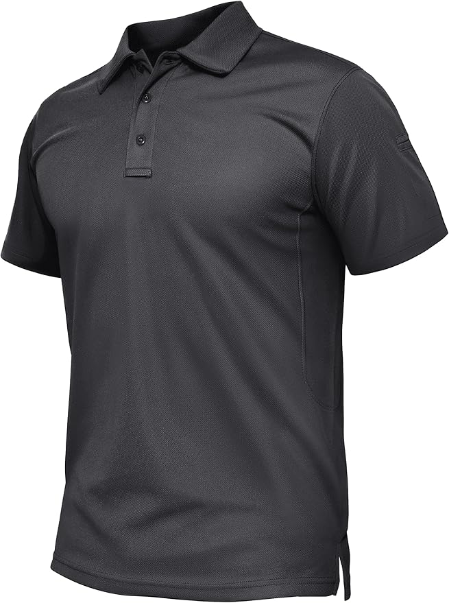 TACVASEN Mens Polo Shirt Short Sleeve Tactical Performance Collared Work Golf Shirts Dry Fit Pique Polos for Summer