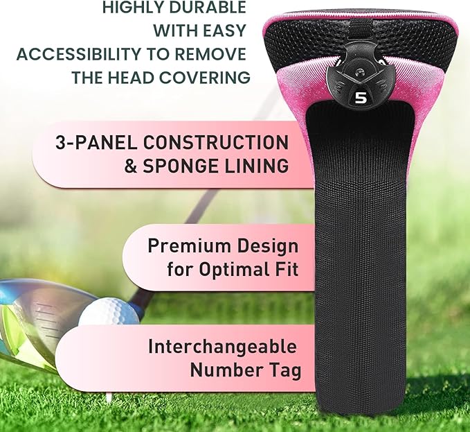 FINGER TEN Golf Club Head Covers for Hybrids Long Headcover Interchangeable Accessories for Ultimate Club Protection