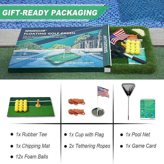 Foldable Chipping Net & Floating Green, Indoor Golf Practice Chipping Target, Backyard Golf Game & Gifts