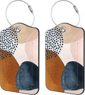 2 Pack Luggage Tags for Suitcase,Wall Art PU Leather Luggage Tags with Privacy Cover Name Address Labels and Steel Ring,Creative Travel Accessories for Men and Women