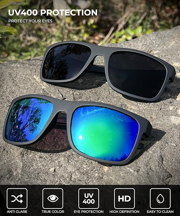 KALIYADI Polarized Sunglasses for Men and Women, Mens Sun Glasses with UV Protection for Driving Fishing Golf (3 Packs)