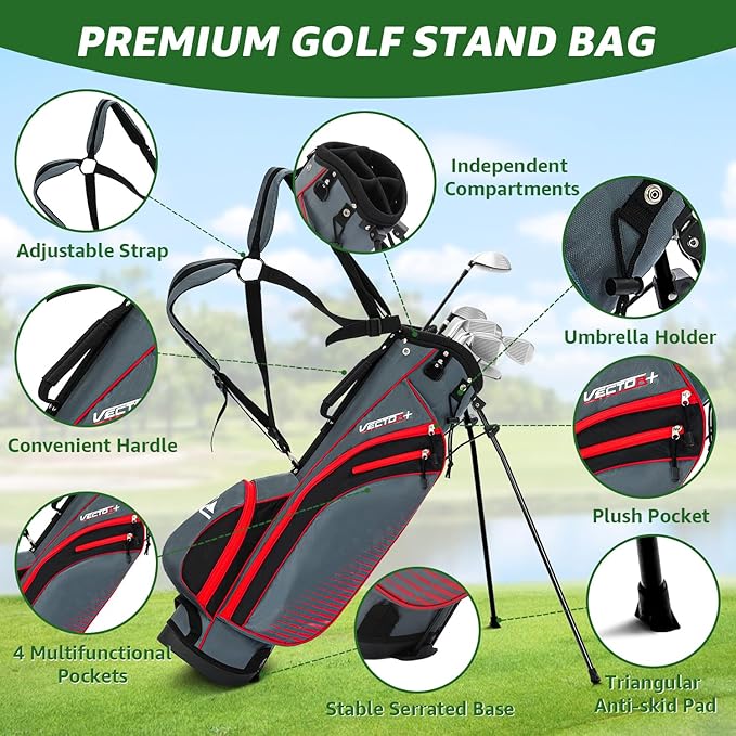 8 Pieces Complete Golf Club Set for Men Left or Right Handed – Mens Golf Clubs Full Set with Fairway Wood, Hybrid, Irons, Putter & Lightweight Bag – Beginner Friendly, Best Value, Distance & Accuracy