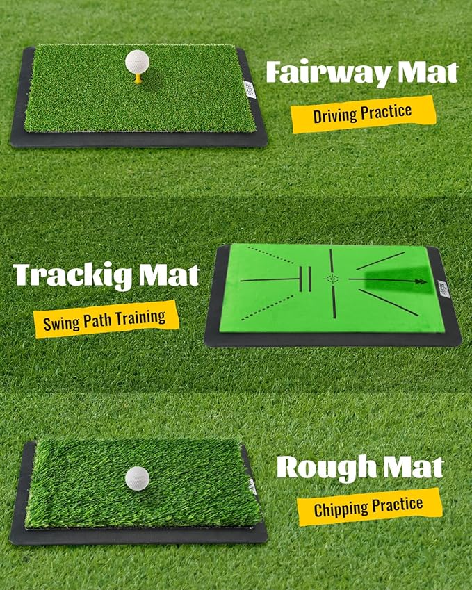 Golf Hitting Mat – Practice Mat with Swing Path Feedback & Impact Detection – Indoor/Outdoor Use – Golf Swing Trainer for Home Training – Gift for Golfers, Beginners & Pros