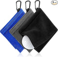 Flutesan 3 Pieces Golf Ball Towel 5.5 x 5.5 Inch, Wet and Dry Small Pocket Towel with D Clip Portable Golf Ball Cleaner Accessories for Men Women Course Exercise