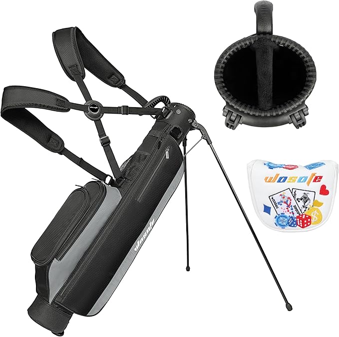 Golf Stand Bag,Lightweight Small Golf Bag,Medium Golf Carry Bag, 2-3Way Divider Men and Women with Adjustable Shoulder Strap Multiple Pockets with Golf Putter Covers