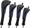 Golf Head Covers, 4pcs Golf Club Covers for Driver Fairway and Hybrid, Nylon Golf Club Head Covers for Men Women with Interchangeable Tags