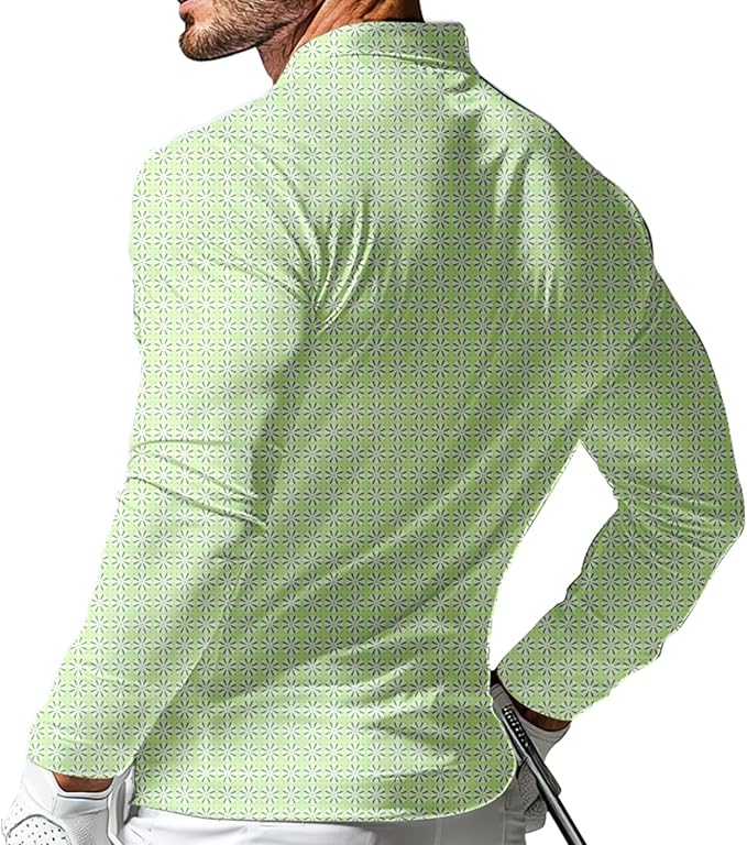 Men's Long Sleeve Golf Shirt Quick Dry 3 Button Work Fishing Outdoor Casual Collar Shirt