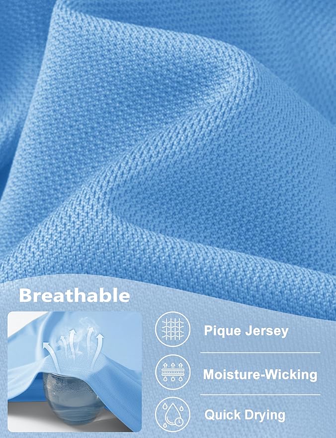 KEFITEVD Men's Polo Shirts Short Sleeve Moisture Wicking Dry Fit Performance Collar Golf Athletic Casual T-Shirt
