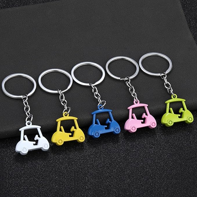 Pack Of 2 Zincs Alloy Realistic Golf Cart Keychains Golf Themed Holder Lightweight For Keys Bags Accessories
