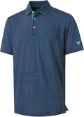 M MAELREG Mens Golf Shirt Short Sleeve Dry Fit Print Moisture Wicking Performance Patterns Collared Polo Shirt