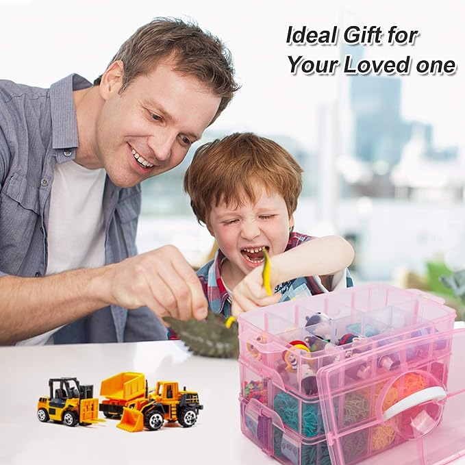 Inscraft 7 Tier Craft Storage Boxes with Compartments, 70 Adjustable Plastic Organiser Storage Boxes for Crafts, Beads, Screw, Washi Tap, Stackable Storage Sorting Box for Toys, Crafts, Art Supplies