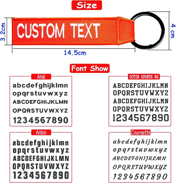 Custom Luggage Tags, Custom Personalized Luggage tag Name, Embroidery Key Ring Accessories for Car, Luggage, Crate,Gear