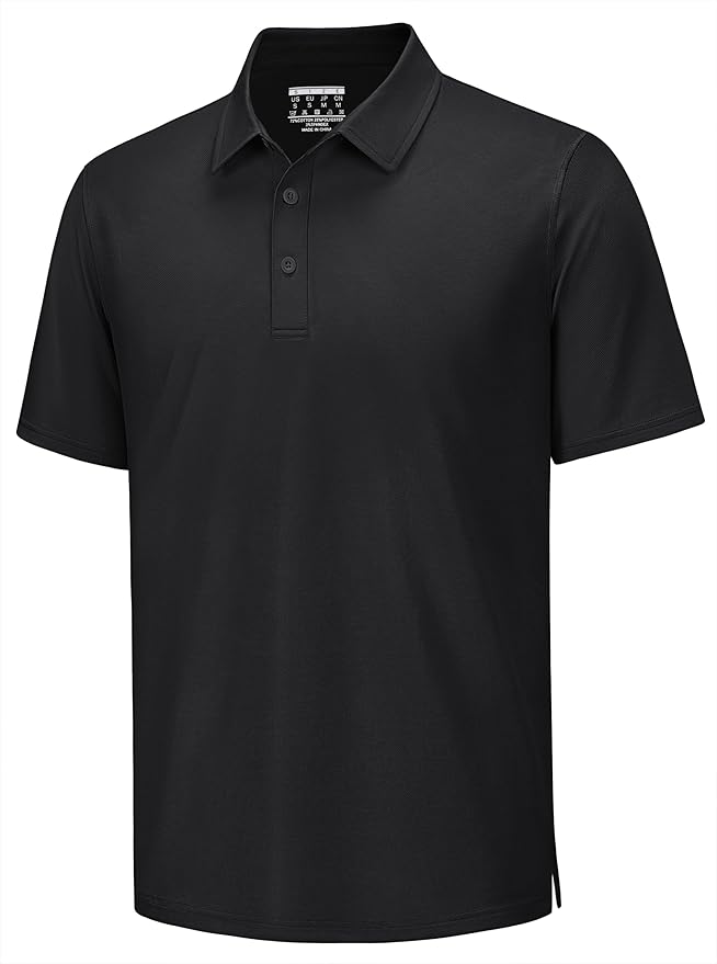 TACVASEN Mens Polo Shirts Short Sleeve Pique 3 Buttons Golf Polo Cooling Performance Moisture Wicking Shirt