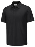 TACVASEN Mens Polo Shirts Short Sleeve Pique 3 Buttons Golf Polo Cooling Performance Moisture Wicking Shirt