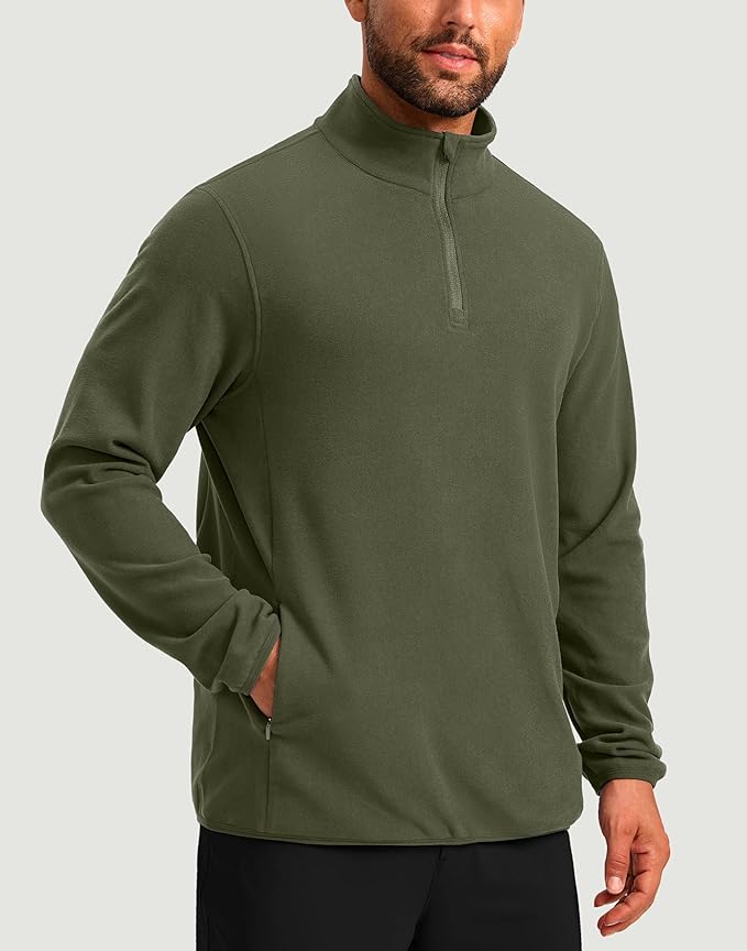 G Gradual Mens Quarter Zip Pullover Fleece with 2 Zipper Pockets Long Sleeve Golf Shirt Winter Athletic Sweater Lightweight