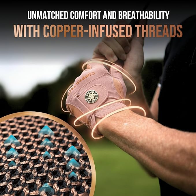 Copper Tech Golf Gloves Men Right Handed Golfer or Left Handed Golfer (2nd Gen) | Copper Compression Joint Support Golf Glove