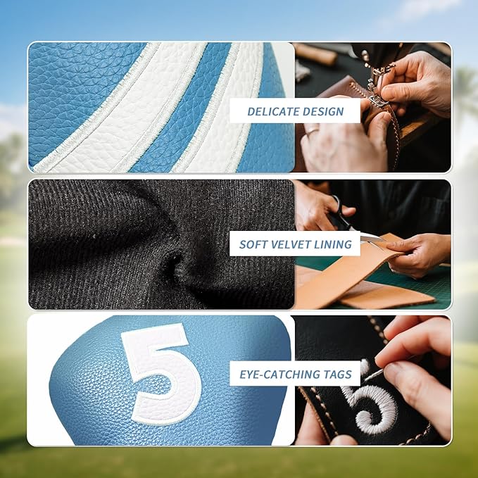 Golf Club Head Covers for Fairway Woods Driver Hybrids, 4pcs Premium PU Leather Women Golf Headcovers Set with No.Tags1 3 5 X.