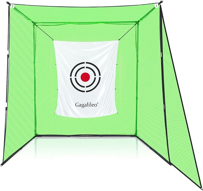 Gagalileo Golf Cage Net: Alloy Steel Frame 7.7X7.7X4.6FT Heavy Duty Practice Accuracy with Target for Backyard Driving Indoor Driving Range Outdoor Training Without Bottom