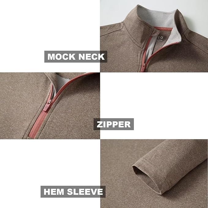 M MAELREG Quarter Zip Golf Pullover Men Dry Fit Long Sleeve Performance Wicking Mock Neck 1/4 Zip Pullover Mens Sweatshirt