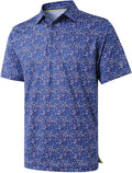 Golf Shirts for Men Dry Fit Short Sleeve Print Performance Moisture Wicking Polo Shirt