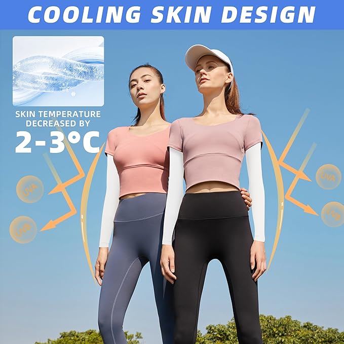 BHYTAKI UV Sun Protection Arm Sleeves, UPF 50 Sports Cooling Arm Compression Sleeves for Men Women Teenager